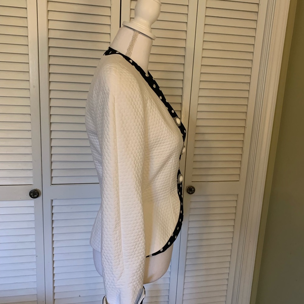 Ilie Wacs Vintage Polka Dot Trim Peplum White Jacket Made in USA 1980’s - Picture 5 of 8